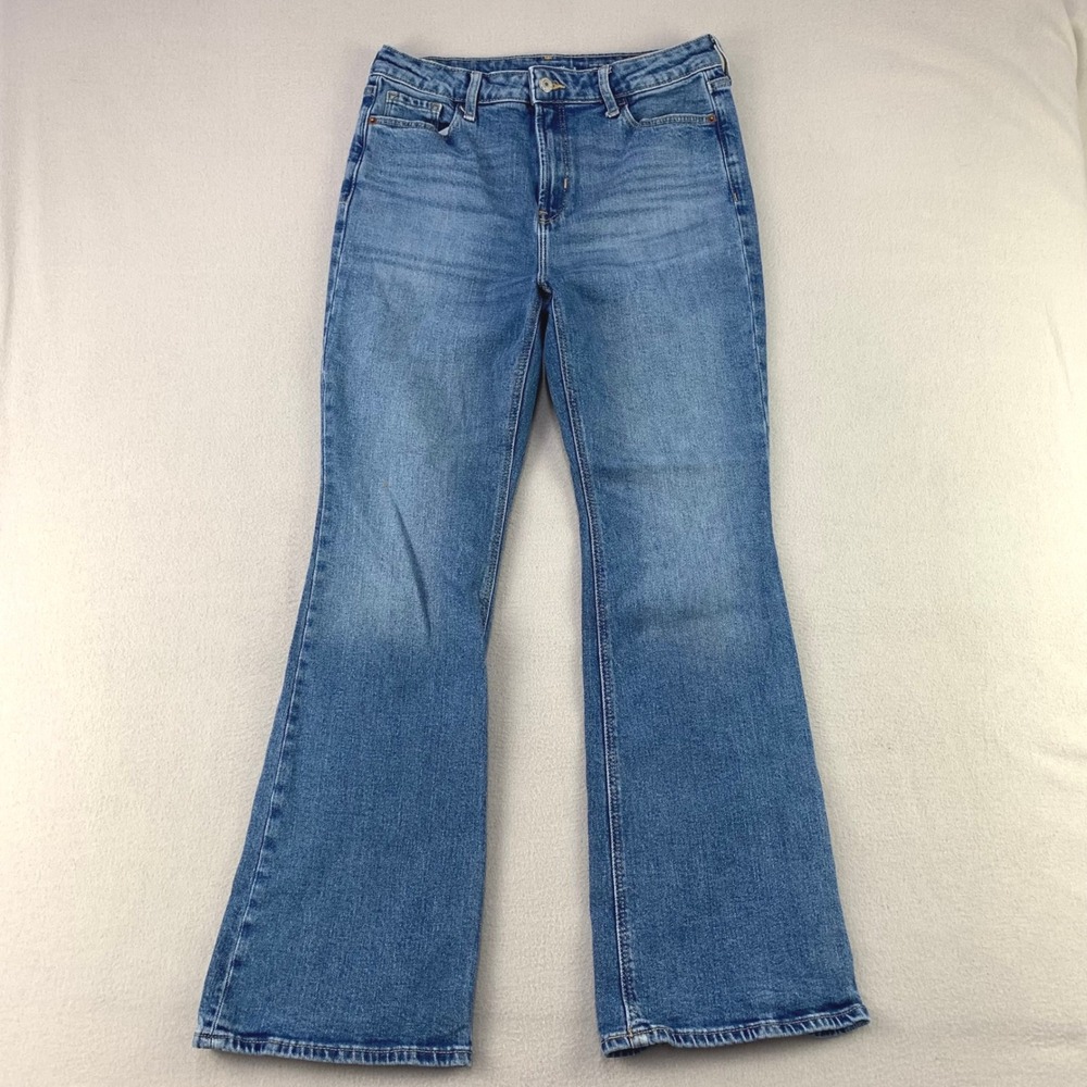 Old Navy Extra High Rise Flare Jeans Women 8 Blue Denim Secret Smooth Pockets